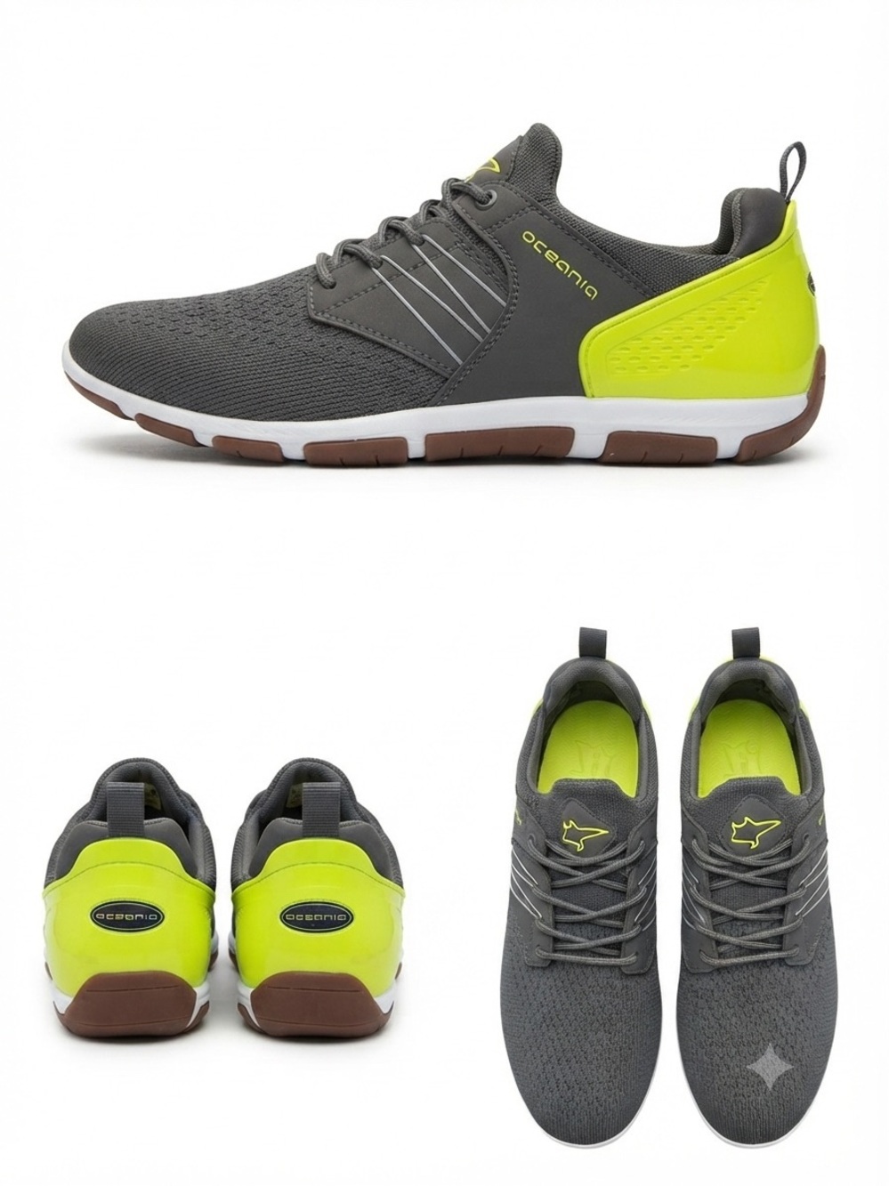 Men’s Athletic Sneakers in Gray and Neon Yellow
